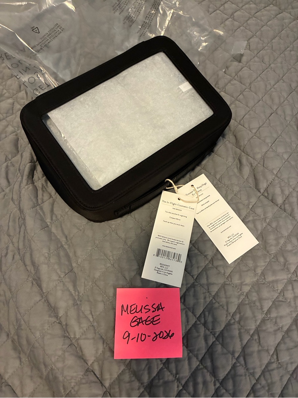 BEIS Black Inflight Cosmetic Case